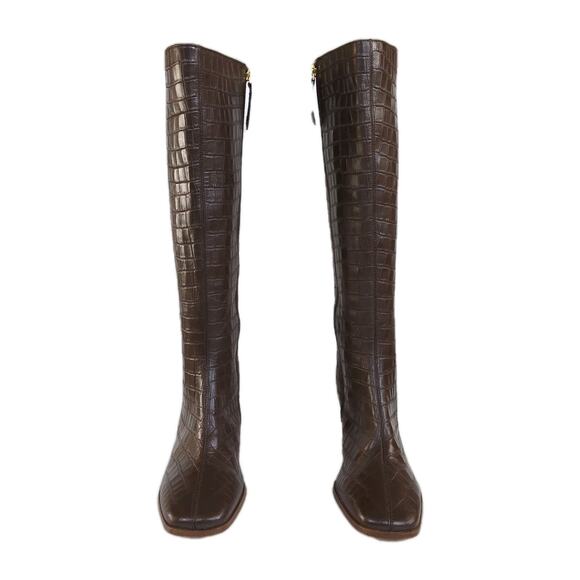 JOURNEE COLLECTION Tamori Leather Boot Brown Croc Embossed Knee High Women's 9.5 - Picture 6 of 9